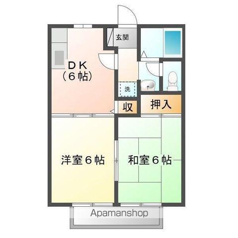 ビーライン泉 A(2DK/1階)の間取り写真