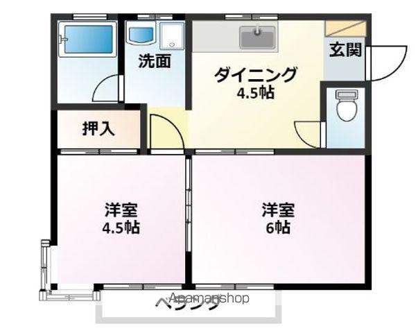 原ハイツ(2DK/2階)の間取り写真