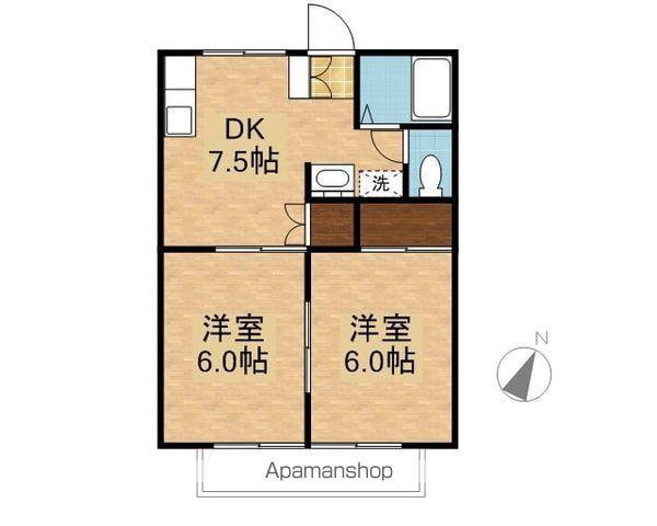白石ハイツE棟(2DK/2階)の間取り写真
