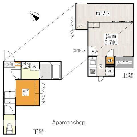 CB浦和美園エルジュ(1K/2階)の間取り写真