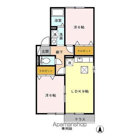 ディアコートA/B(2DK/1階)の間取り写真