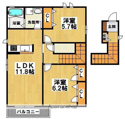 CASA永山園A(2LDK/2階)の間取り写真
