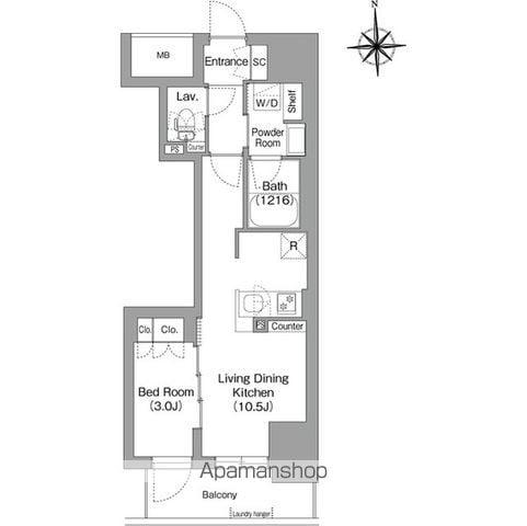 コンフォリア・リヴ博労町一丁目Q(1LDK/4階)の間取り写真