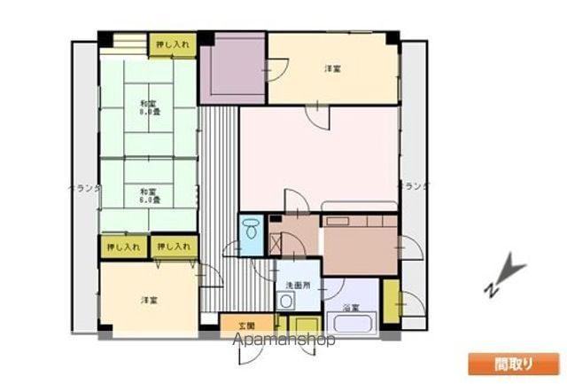 サンハイツ金田(4LDK/6階)の間取り写真
