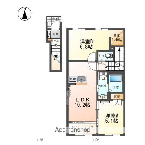葛城市南道穂アパート(2LDK/2階)の間取り写真