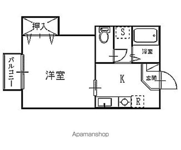 グリーンヴィレッジ(1K/2階)の間取り写真