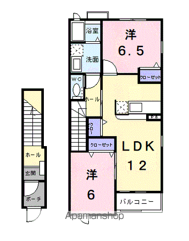 フラット・ハイムD(2LDK/2階)の間取り写真
