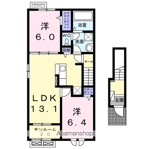 ベルグランツⅢB(2LDK/2階)の間取り写真