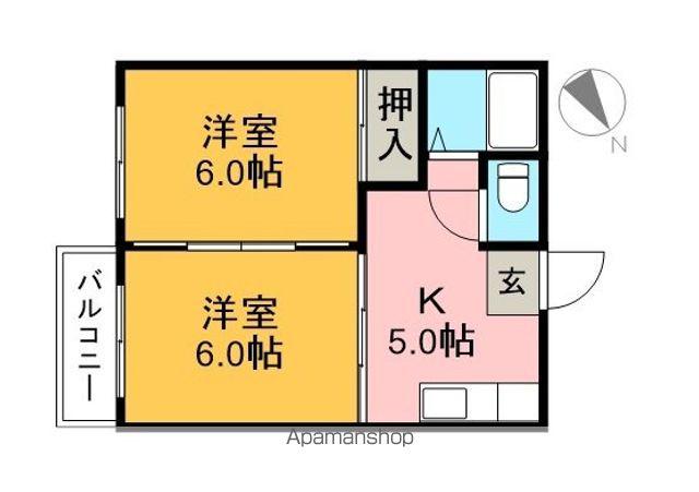 長崎ハイツ(2K/2階)の間取り写真