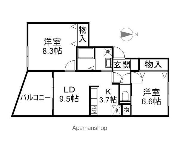 メイデンヘアー・A(2LDK/2階)の間取り写真
