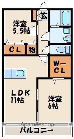 リリーヒルズ(2LDK/2階)の間取り写真