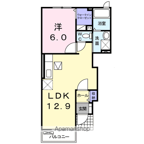 ストロベリーハウスⅠ(1LDK/1階)の間取り写真