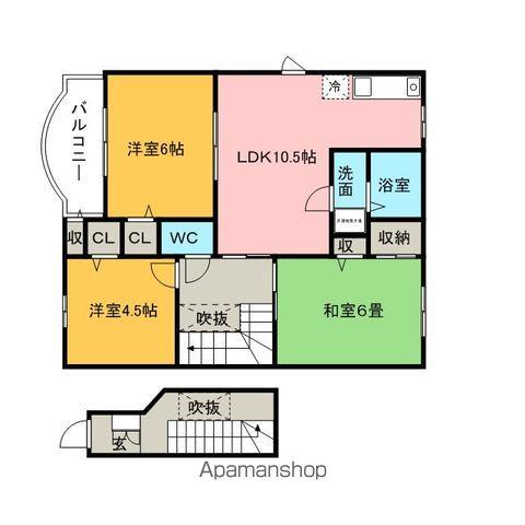 エクセラン原(3LDK/2階)の間取り写真