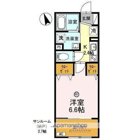 キャッスル(1K/2階)の間取り写真