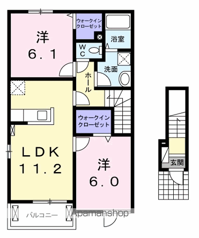 スウィート コテージⅢ B(2LDK/2階)の間取り写真