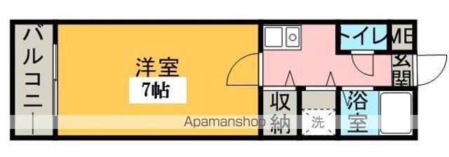 ベルトリーニ警固(1K/2階)の間取り写真