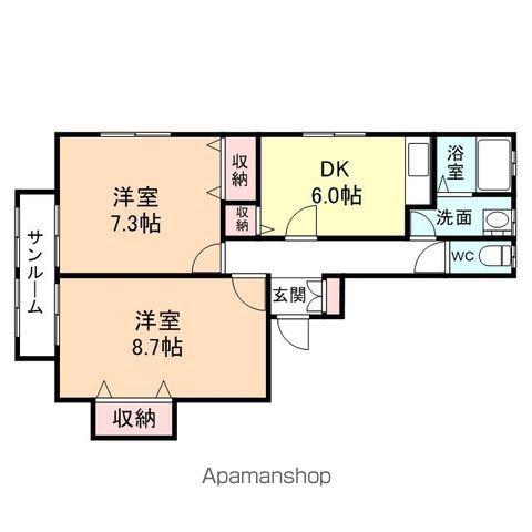 ルミナール Ⅱ(2DK/1階)の間取り写真