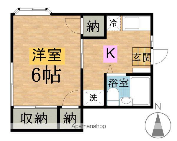 ハミングめじろ台(1K/1階)の間取り写真