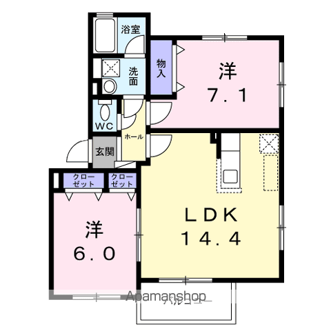ジャパン・ビレッジウエスト(2LDK/2階)の間取り写真