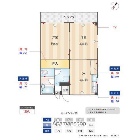 山口ハイツ(2DK/2階)の間取り写真