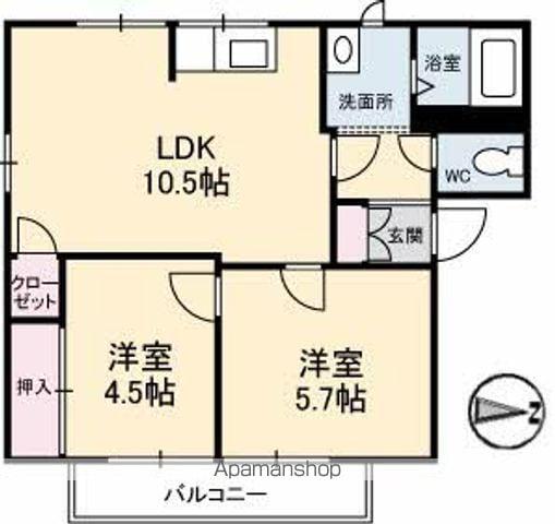 エステートパールⅡ(2LDK/2階)の間取り写真