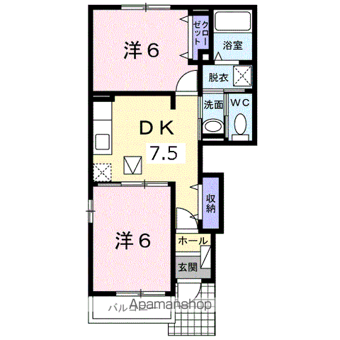アイリスⅡ(2DK/1階)の間取り写真