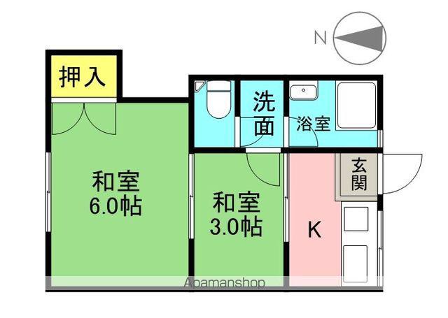 佐保ハイツ(2K/1階)の間取り写真