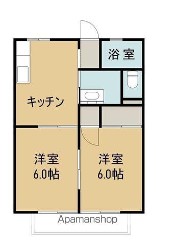 サンライフパラダイス A棟(2DK/2階)の間取り写真