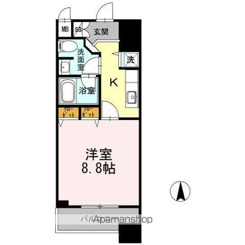 カスタリア堺筋本町(1K/3階)の間取り写真
