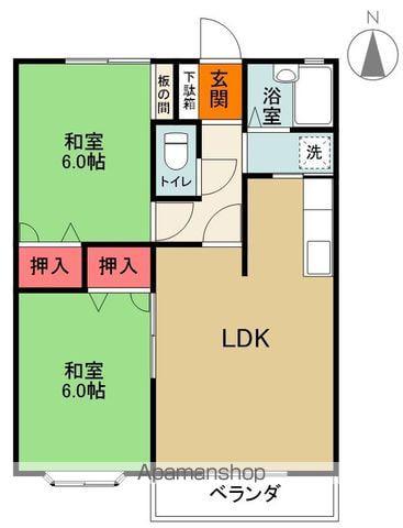 オリエントハイツ(2LDK/2階)の間取り写真