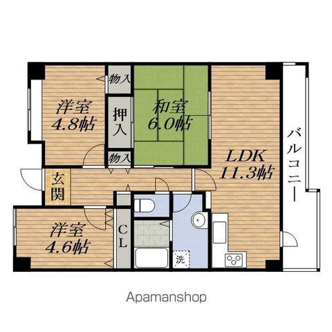グランベール MOMOYAMADAI(3LDK/3階)の間取り写真