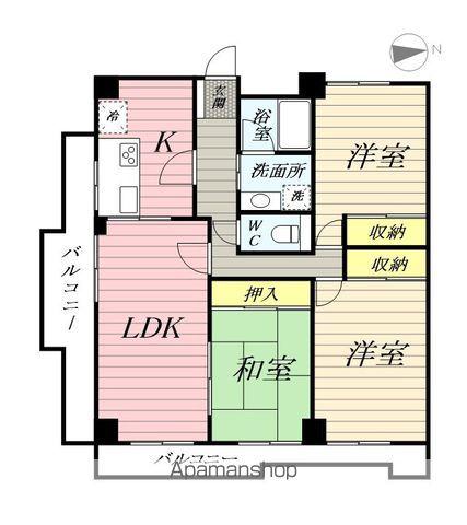 ソシエ弐番館(3LDK/7階)の間取り写真