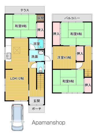 近鉄京都線 新田辺駅 徒歩11分 2階建 築48年(4LDK)の間取り写真