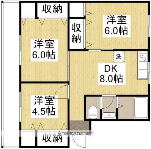 オークヒル熊野Ⅰ(3DK/1階)の間取り写真