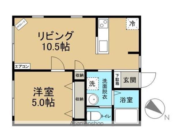 青い森鉄道 青森駅 バス乗車時間:12分 浪館前田バス停で下車 徒歩3分 2階建 築22年(1LDK/1階)の間取り写真