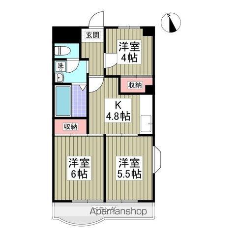 T.HAMハイツ花園(3K/1階)の間取り写真