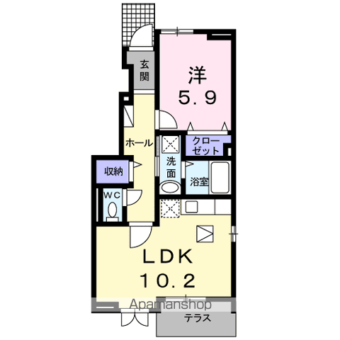 フローラSSJ(1LDK/1階)の間取り写真