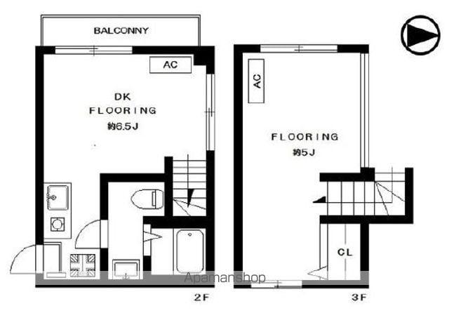 サンドルチェⅡ(1DK/2階)の間取り写真