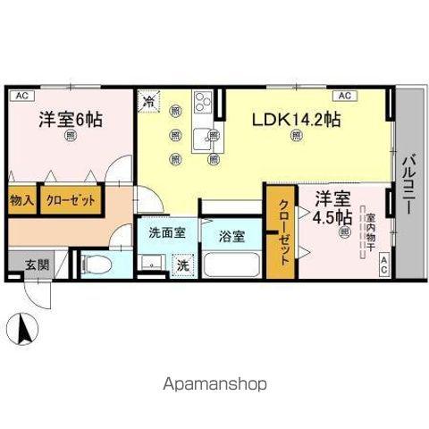 セレノアールA(2LDK/2階)の間取り写真