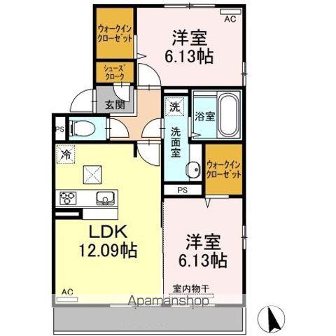 センチュリー中央町 A棟(2LDK/1階)の間取り写真