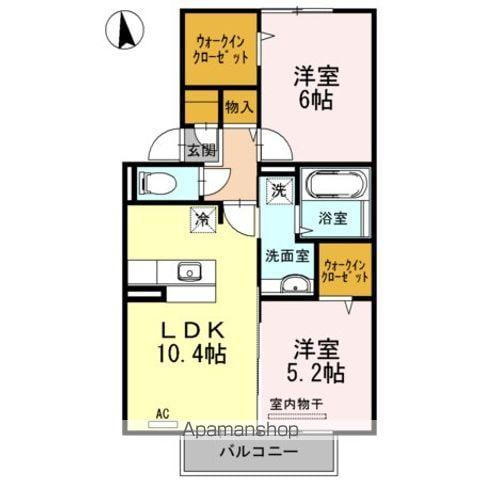 チャルルK(2LDK/2階)の間取り写真