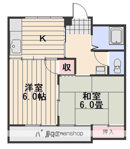 川崎ビル(2DK/2階)の間取り写真