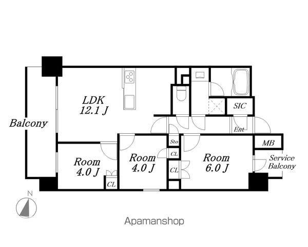 プレサンス名駅南ブリエ(3LDK/2階)の間取り写真