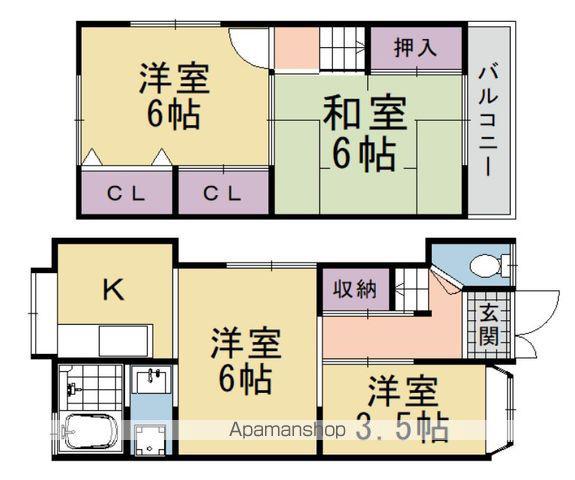 阪急電鉄嵐山線 上桂駅 徒歩18分 2階建 築59年(4K)の間取り写真