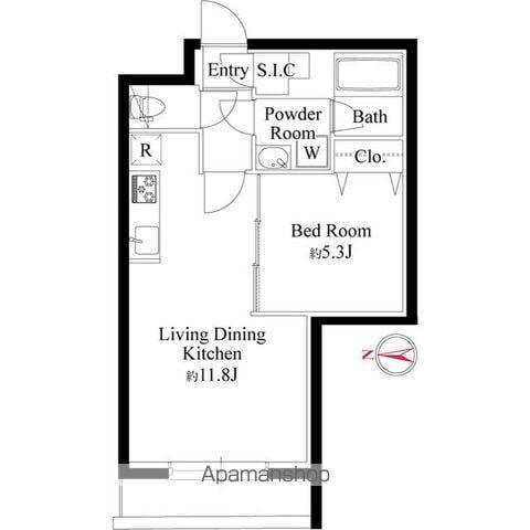 グランパセオ代々木上原Ⅱ(1LDK/B1階)の間取り写真