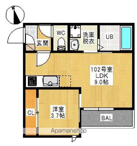 GRANDTIC CUBE 西市グランティック キューブ ニシ(1LDK/1階)の間取り写真