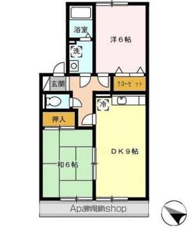 S・KハウスA棟(2DK/1階)の間取り写真