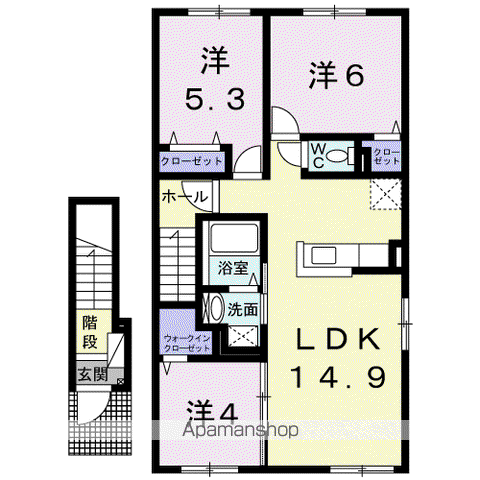 クレイトンハウス新橋Ⅰ(3LDK/2階)の間取り写真