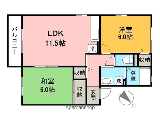 ナチュラルハウスB(2LDK/2階)の間取り写真