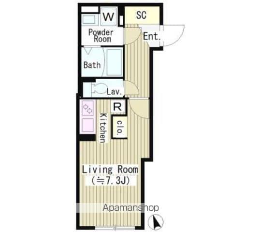 ルオーレ恵比寿(1K/4階)の間取り写真